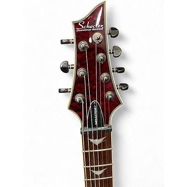 Used Schecter Guitar Research OMEN EXTREME 7 Red Trans Solid Body Electric Guitar