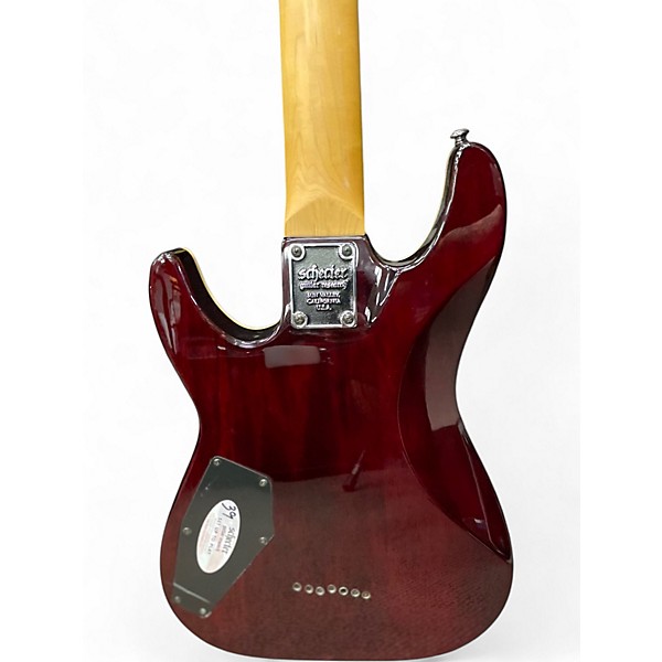 Used Schecter Guitar Research OMEN EXTREME 7 Red Trans Solid Body Electric Guitar