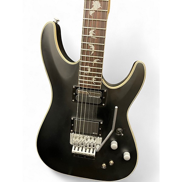 Used Schecter Guitar Research Damien Platinum Flat Black Solid Body Electric Guitar