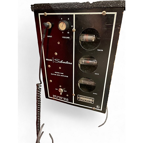 Vintage 1960s Silvertone 1448 with case amplifier Black Solid Body Electric Guitar