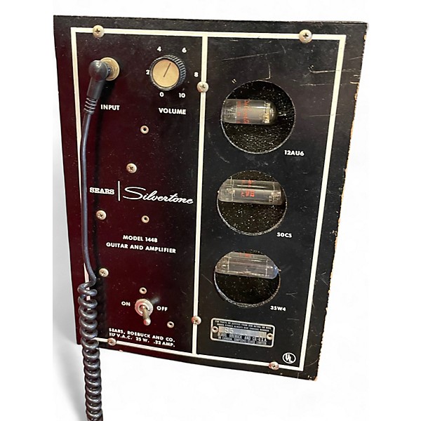 Vintage 1960s Silvertone 1448 with case amplifier Black Solid Body Electric Guitar