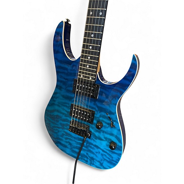 Used Ibanez GRG120QASP Trans Blue Solid Body Electric Guitar