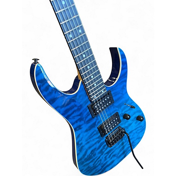 Used Ibanez GRG120QASP Trans Blue Solid Body Electric Guitar