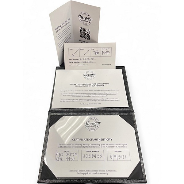 Used Heritage Aged Custom Core H-150 Tobacco Sunburst Solid Body Electric Guitar