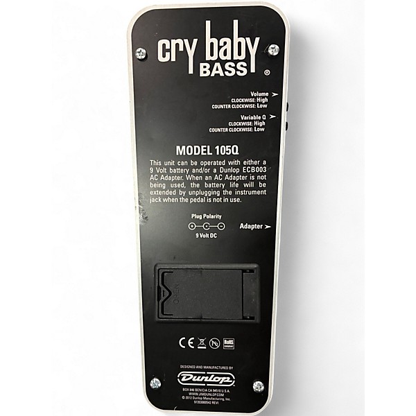 Used Dunlop 105Q Cry Baby Bass Wah Bass Effect Pedal