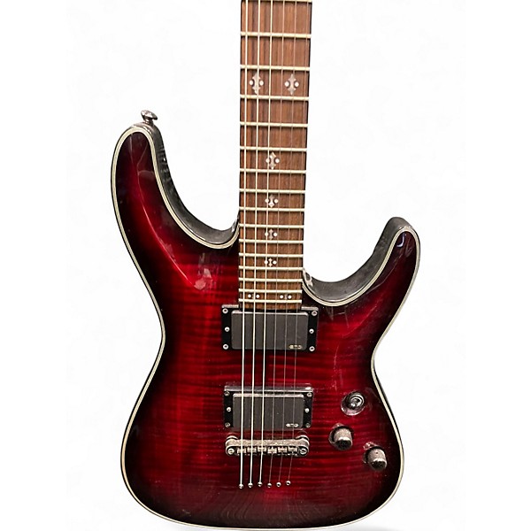 Used Schecter Guitar Research Damien Elite 6 Black Cherry Solid Body Electric Guitar