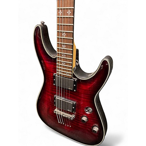 Used Schecter Guitar Research Damien Elite 6 Black Cherry Solid Body Electric Guitar