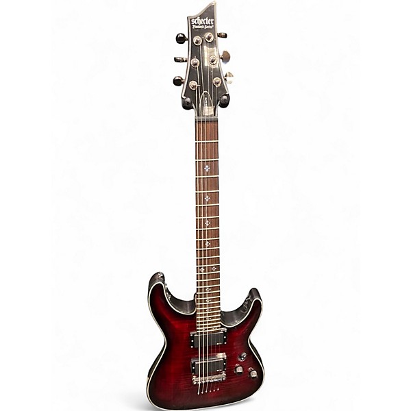 Used Schecter Guitar Research Damien Elite 6 Black Cherry Solid Body Electric Guitar