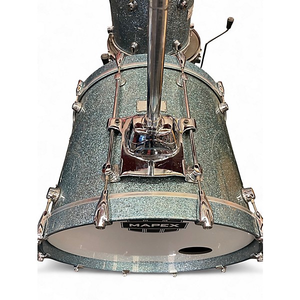 Used Mapex 4 Piece Saturn Standard Electric Blue Sparkle Drum Kit