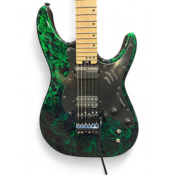 Used Schecter Guitar Research SUN VALLEY SUPER SHREDDER BLACK AND GREEN Solid Body Electric Guitar