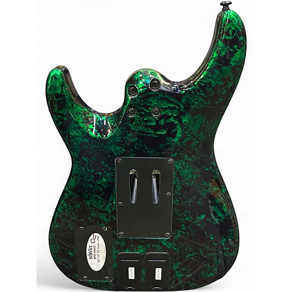 Used Schecter Guitar Research SUN VALLEY SUPER SHREDDER BLACK AND GREEN Solid Body Electric Guitar