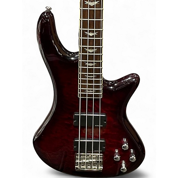 Used Schecter Guitar Research Stiletto Extreme 4 String Black Cherry Electric Bass Guitar