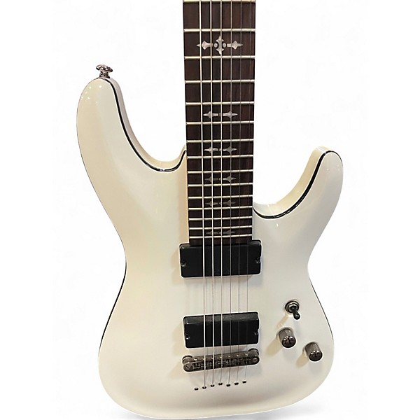 Used Schecter Guitar Research Demon 7 String Trans White Solid Body Electric Guitar