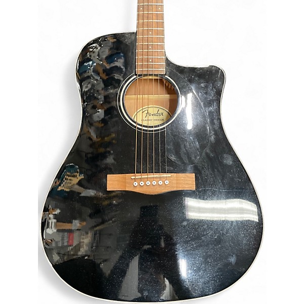 Used Fender CD60CE Dreadnought Black Acoustic Electric Guitar