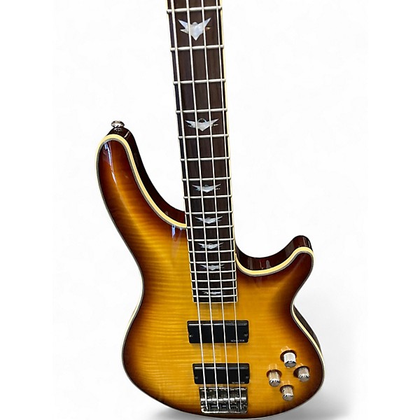 Used Schecter Guitar Research Omen 4 String 2 Color Sunburst Electric Bass Guitar