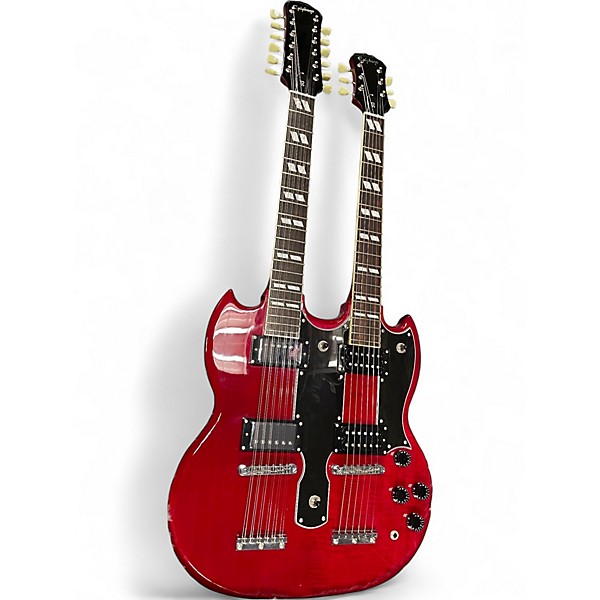 Used Epiphone SG Double Neck Cherry Solid Body Electric Guitar