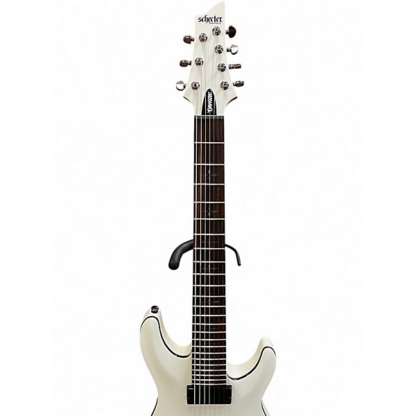 Used Schecter Guitar Research Demon 7 String White Solid Body Electric Guitar