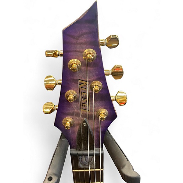 Used Kiesel Custom Single Cut Left Handed Trans Purple Solid Body Electric Guitar