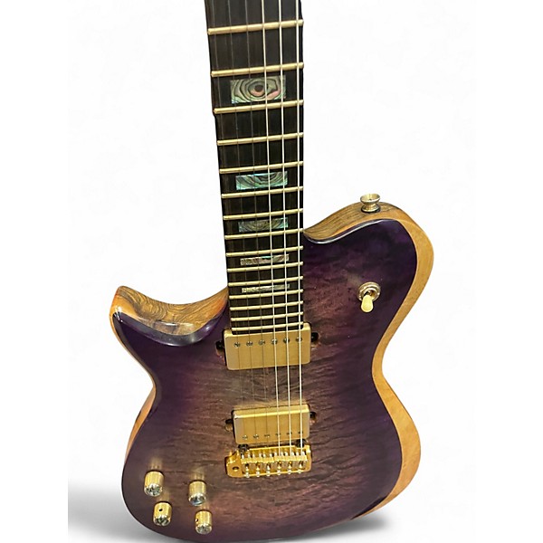 Used Kiesel Custom Single Cut Left Handed Trans Purple Solid Body Electric Guitar