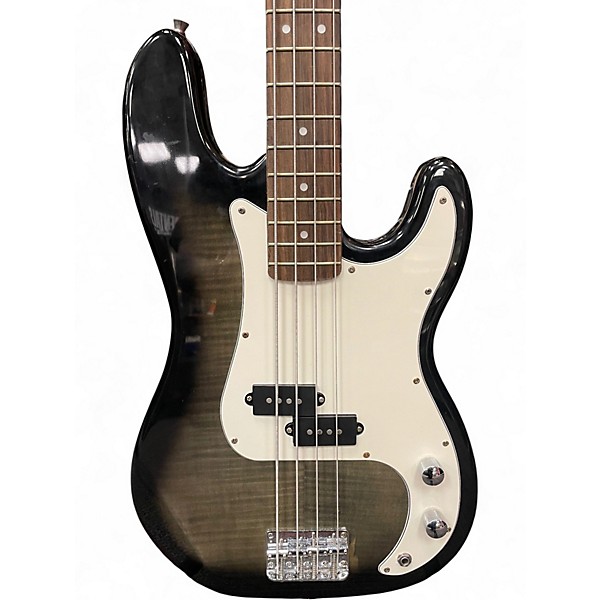 Used Glen Burton Double Cut Trans Gray Electric Bass Guitar