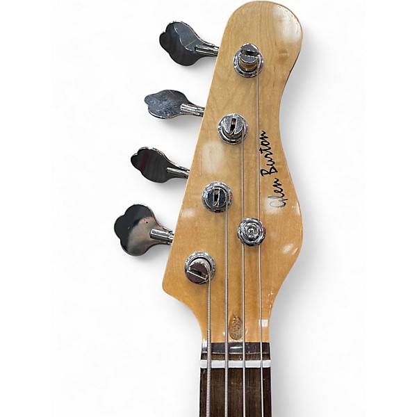 Used Glen Burton Double Cut Trans Gray Electric Bass Guitar