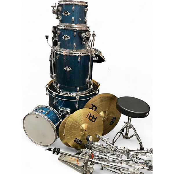 Used Pearl 5 Piece Export BLUE SPARKLE Drum Kit