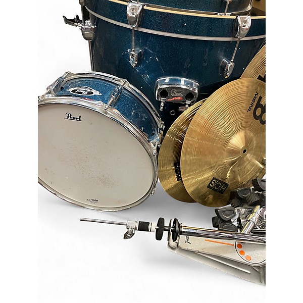 Used Pearl 5 Piece Export BLUE SPARKLE Drum Kit