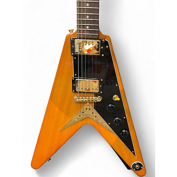 Used Epiphone Korina Flying V Natural Electric Bass Guitar