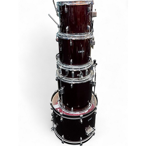 Used CODA Drums 4 Piece Drum set Maroon Drum Kit