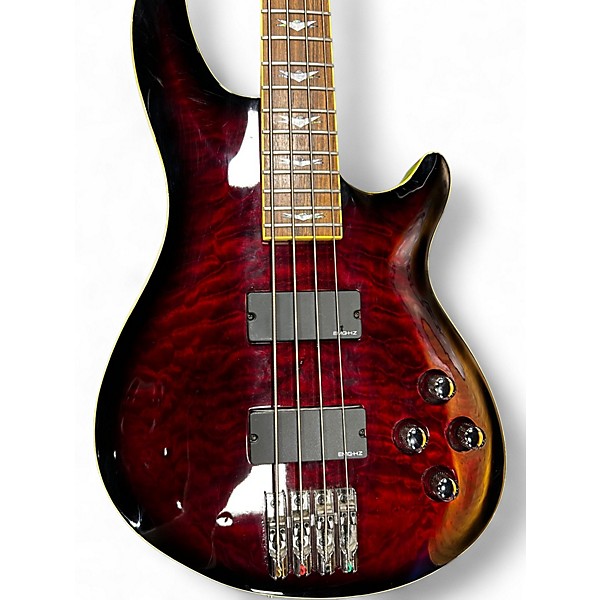 Used Schecter Guitar Research C4 4 String Candy Apple Red Electric Bass Guitar