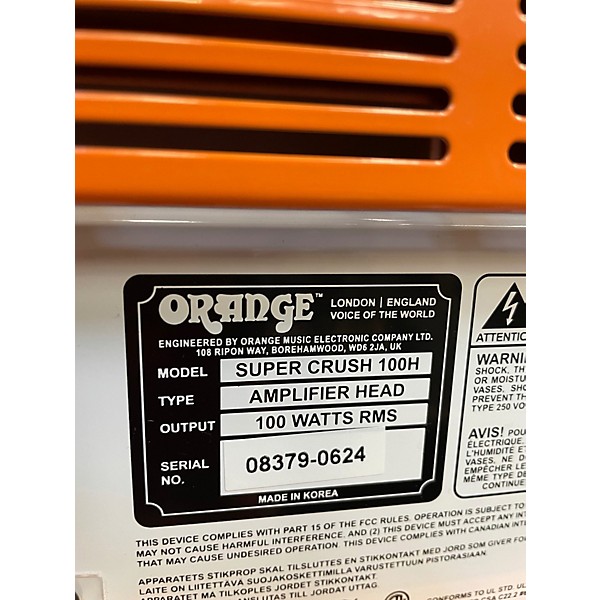 Used Orange Amplifiers Super crush 100 Solid State Guitar Amp Head