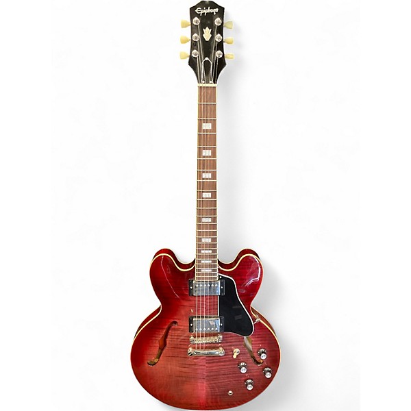 Used Epiphone ES335 Figured Raspberry Tea Burst Hollow Body Electric Guitar