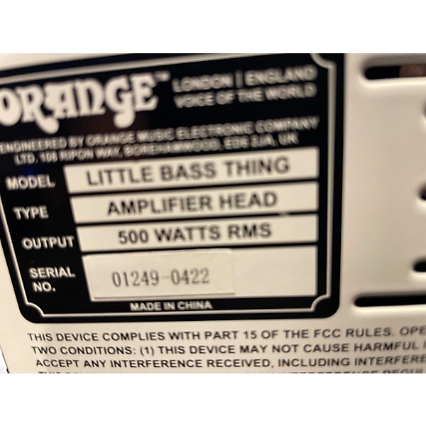 Used Orange Amplifiers Little Bass Thing Bass Amp Head
