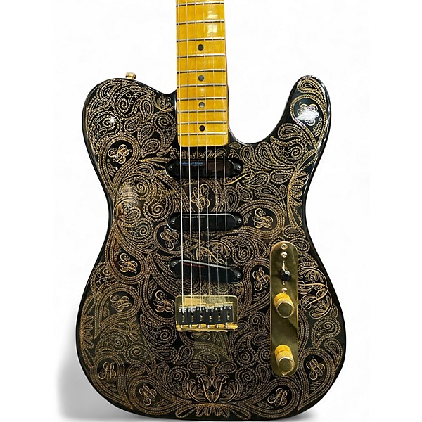 Vintage 1995 Fender Artist Series James Burton Telecaster Black & Gold Paisley Solid Body Electric Guitar