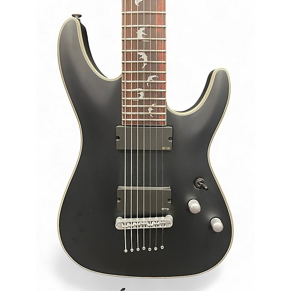 Used Schecter Guitar Research Diamond Series Damien Platinum 7 Trans Black Solid Body Electric Guitar