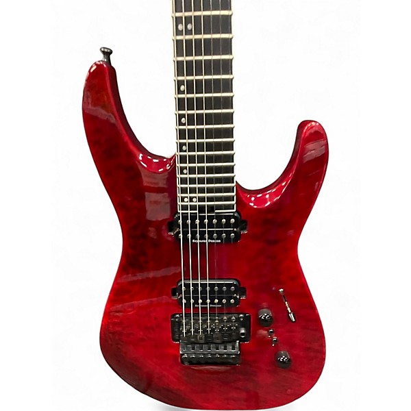 Used Jackson Pro Series Dinky DK7-Q Crimson Red Trans Solid Body Electric Guitar