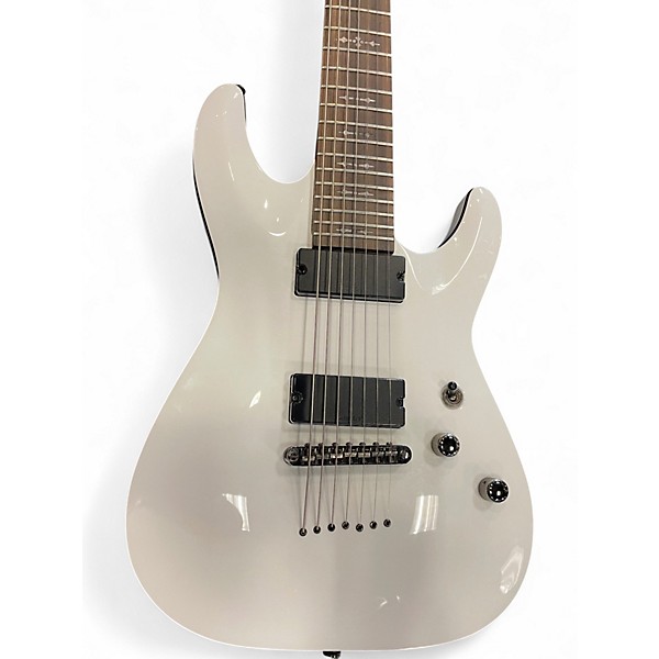 Used Schecter Guitar Research Demon 7 String White Solid Body Electric Guitar