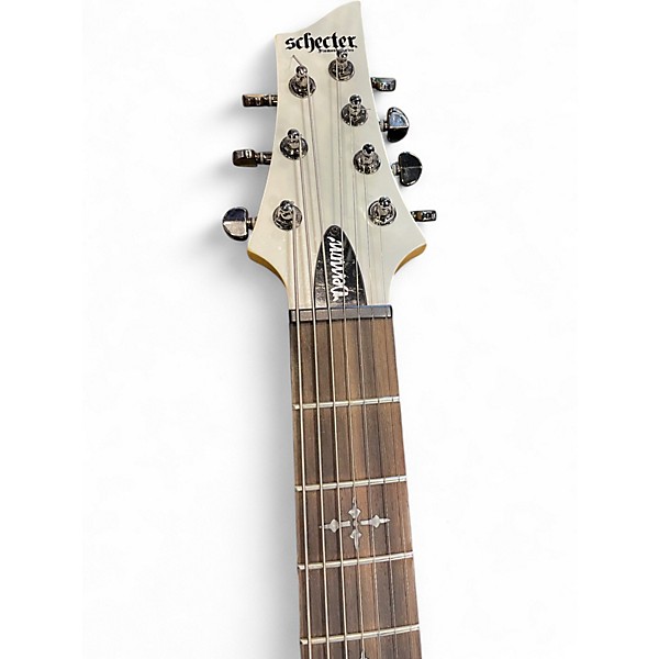 Used Schecter Guitar Research Demon 7 String White Solid Body Electric Guitar