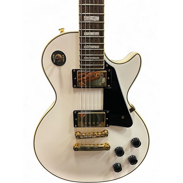 Used 2016 Epiphone Les Paul Custom Pro Alpine White Solid Body Electric Guitar