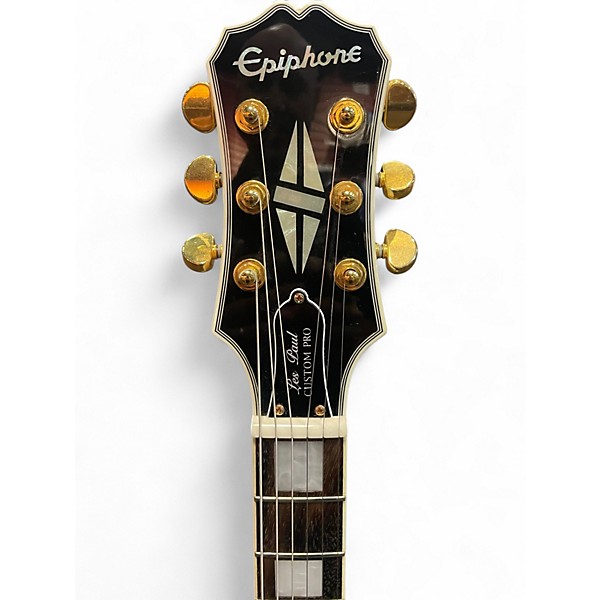 Used 2016 Epiphone Les Paul Custom Pro Alpine White Solid Body Electric Guitar