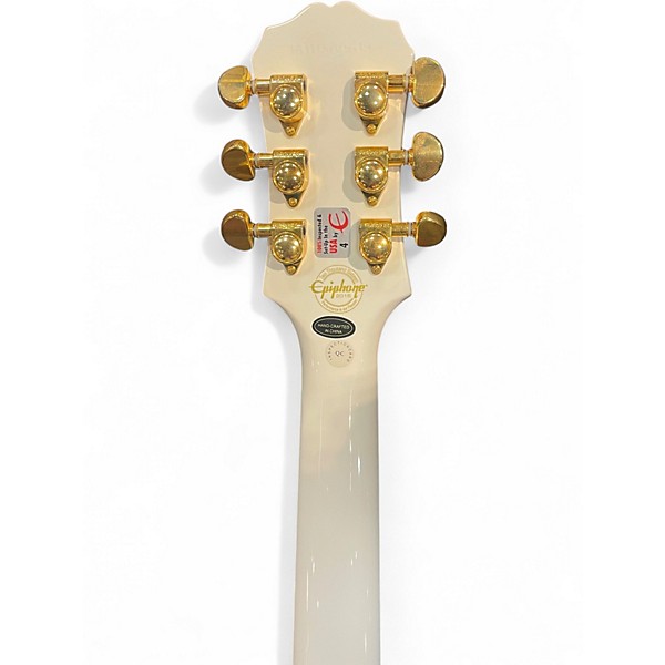 Used 2016 Epiphone Les Paul Custom Pro Alpine White Solid Body Electric Guitar