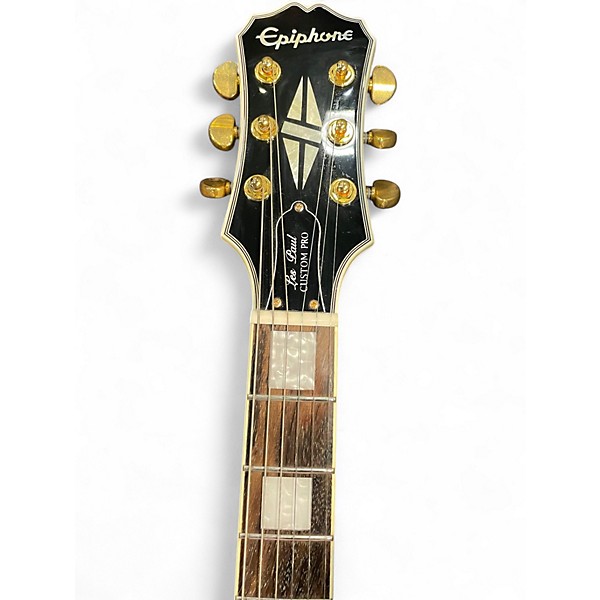 Used 2016 Epiphone Les Paul Custom Pro Alpine White Solid Body Electric Guitar