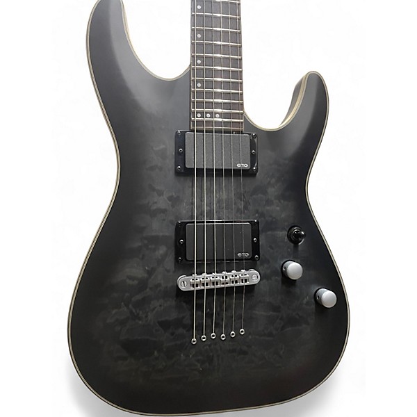 Used Schecter Guitar Research C1 Platinum Trans Black Solid Body Electric Guitar