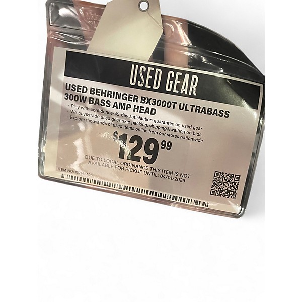 Used Behringer BX3000T Ultrabass 300W Bass Amp Head