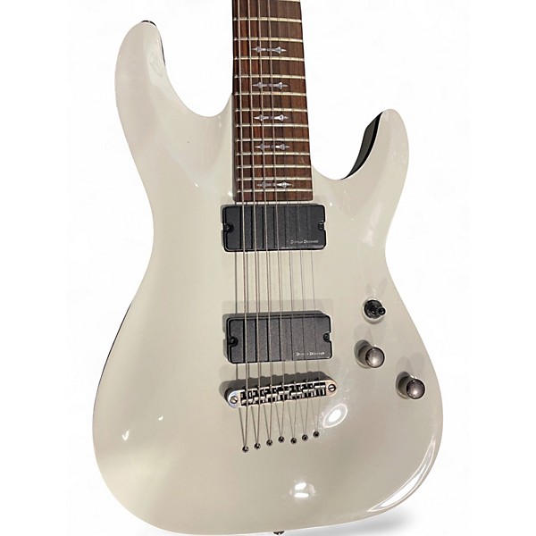 Used Schecter Guitar Research Demon 7 String Pearl White Solid Body Electric Guitar