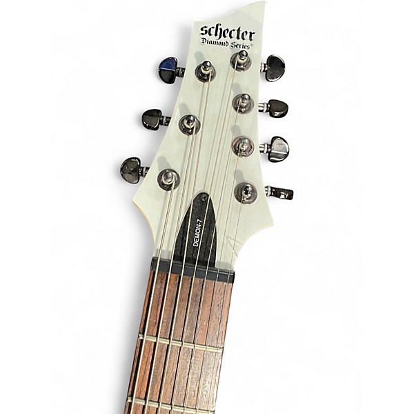 Used Schecter Guitar Research Demon 7 String Pearl White Solid Body Electric Guitar