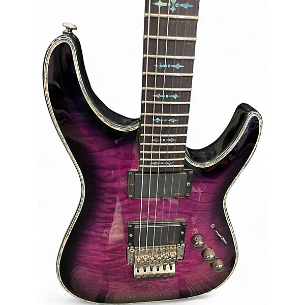 Used Schecter Guitar Research Hellraiser C1 Floyd Rose Trans Purple Solid Body Electric Guitar