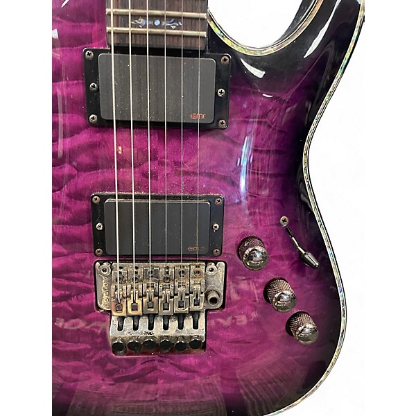 Used Schecter Guitar Research Hellraiser C1 Floyd Rose Trans Purple Solid Body Electric Guitar