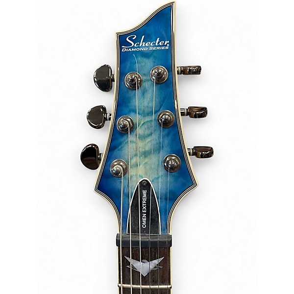 Used 2017 Schecter Guitar Research Omen Extreme 6 Ocean Blue Burst Solid Body Electric Guitar