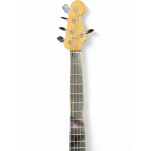 Used Squier Deluxe Jazz Bass Active V 5 String 3 Tone Sunburst Electric Bass Guitar